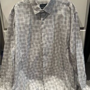 Bugatchi Gray Casual Button Down Shirt with Classic Pattern